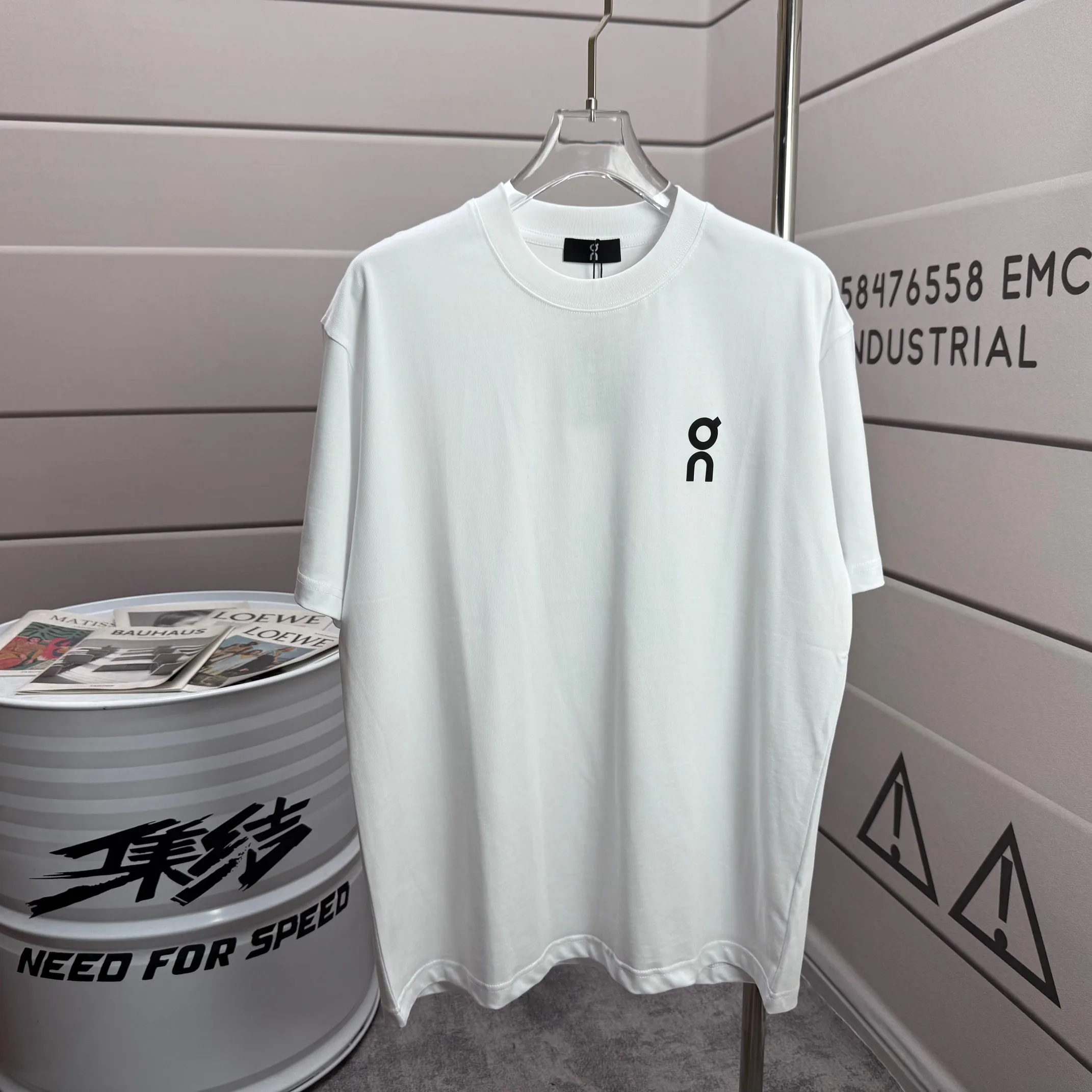 # 90 On running Series 2026 Spring and Summer New Arrival Classic simple personalized letter totem three-dimensional foaming process logo custom double yarn plain cotton fabric short-sleeved T-shirt men and women Same Style Color: Black White Angora Red Flower Gray Size: S (90-130 catties) M (120-150 catties) L (140-165 catties) XL (160-180 catties) XXL (180 pounds)